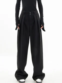 New Double Buttons Wide Leg Dress Pants Wide Leg|Pants