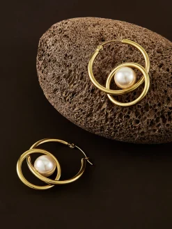 Discount Double Hoop Pearl Drop Earrings Earrings|Accessories