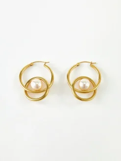 Discount Double Hoop Pearl Drop Earrings Earrings|Accessories