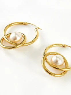 Discount Double Hoop Pearl Drop Earrings Earrings|Accessories