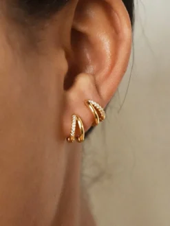 Outlet Double Hoop Rhinestone Earrings Earrings|Accessories