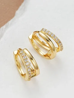 Outlet Double Hoop Rhinestone Earrings Earrings|Accessories