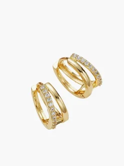 Outlet Double Hoop Rhinestone Earrings Earrings|Accessories