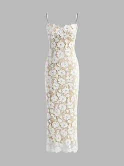 New Double Layer Lace Cami Dress White Dresses|Casual Dresses