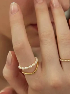 Discount Double Layer Pearl Ring Rings & Bracelets|Accessories