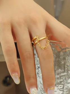 Discount Double Layered Chain Decor Ring Rings & Bracelets|Accessories