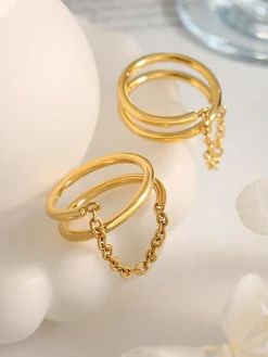 Discount Double Layered Chain Decor Ring Rings & Bracelets|Accessories