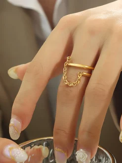 Discount Double Layered Chain Decor Ring Rings & Bracelets|Accessories
