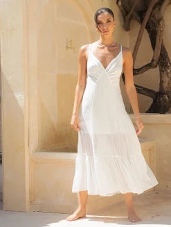 New Double Layers Cami Long Dress White Dresses|Casual Dresses