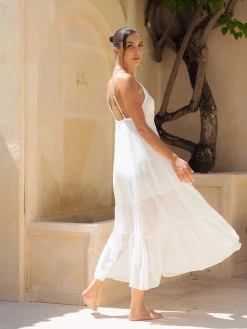 New Double Layers Cami Long Dress White Dresses|Casual Dresses