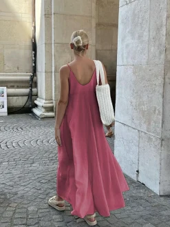 New Double Layers V-neck Long Dress Casual Dresses|Vacation Dresses