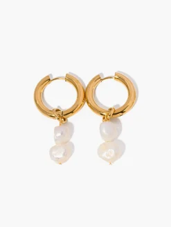 Clearance Double Pearl Hoop Earrings Earrings|Accessories
