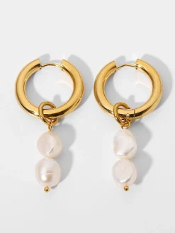 Clearance Double Pearl Hoop Earrings Earrings|Accessories