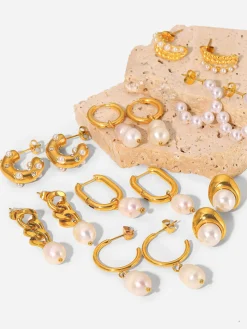 Clearance Double Pearl Hoop Earrings Earrings|Accessories