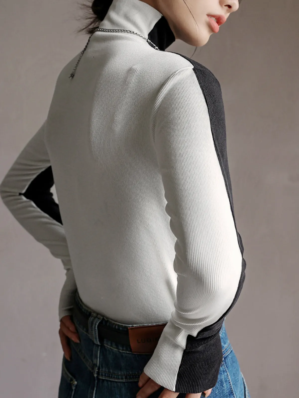 Discount Double Sided Colorblock Long Sleeve Top T-shirts|Tops