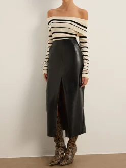 Best Double Sided Split Faux Leather Skirt Skirts|Bottoms
