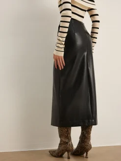 Best Double Sided Split Faux Leather Skirt Skirts|Bottoms