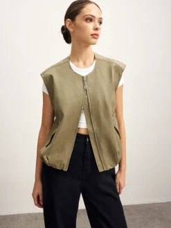 Online Double Zip Button Loose Vest Outerwear|Vests