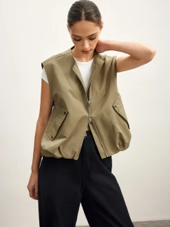 Online Double Zip Button Loose Vest Outerwear|Vests
