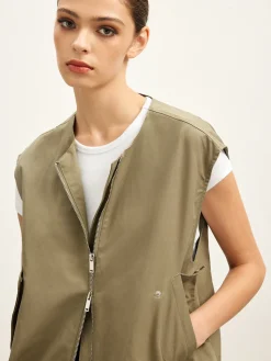 Online Double Zip Button Loose Vest Outerwear|Vests