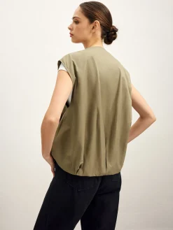 Online Double Zip Button Loose Vest Outerwear|Vests