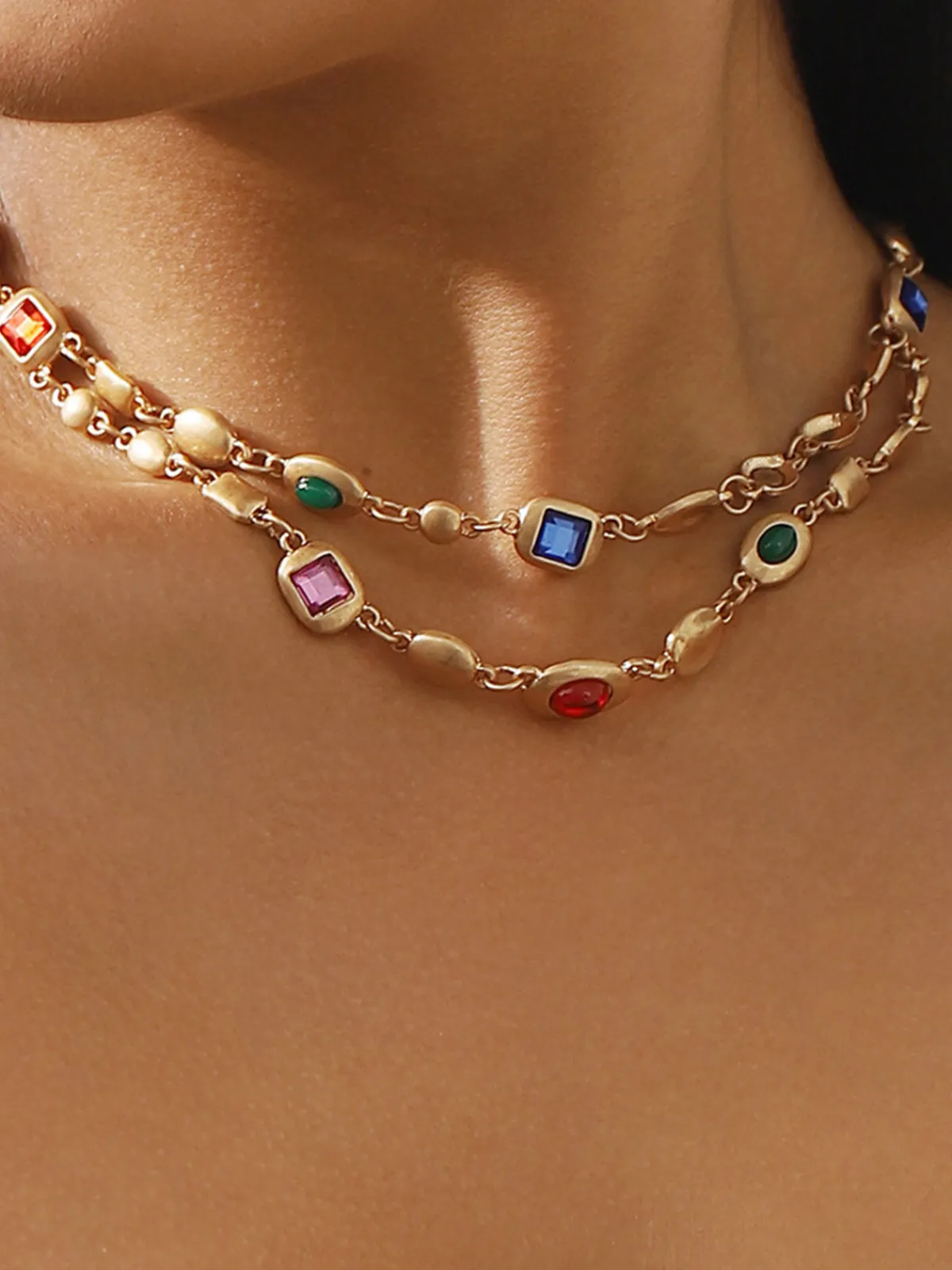 Outlet Double-Layer Colorful Beaded Necklace Necklaces|Accessories