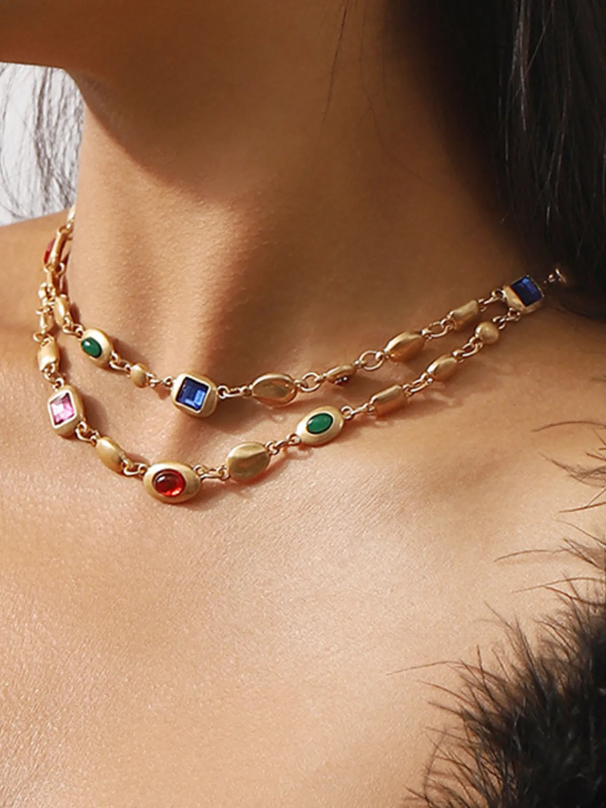 Outlet Double-Layer Colorful Beaded Necklace Necklaces|Accessories