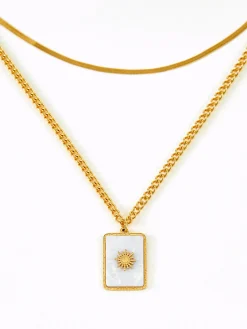 Best Double-Layer Shell Sun Necklace Necklaces|Accessories