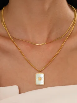 Best Double-Layer Shell Sun Necklace Necklaces|Accessories