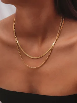 Best Double-Layer Snake & Twist Chain Necklace Necklaces|Accessories