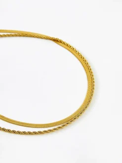 Best Double-Layer Snake & Twist Chain Necklace Necklaces|Accessories