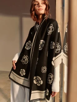 Discount Double-Sided Camellia Tassel Scarf Accessories