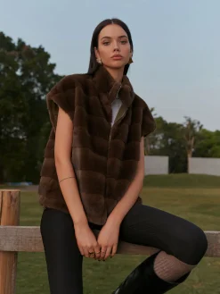 Sale Double-Sided Drawstring Zipper Minky Vest Vests|Outerwear
