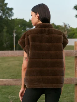 Sale Double-Sided Drawstring Zipper Minky Vest Vests|Outerwear