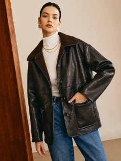 Hot Double-Sided Faux Leather Fleece Jacket Outerwear|Jackets