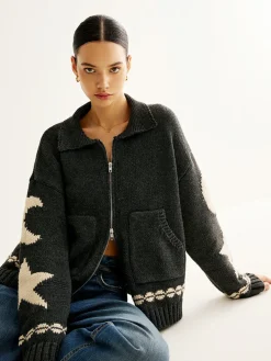 New Double-Zip Pockets Lapel Cardigan Cardigans|Sweaters & Cardigans
