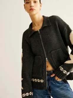 New Double-Zip Pockets Lapel Cardigan Cardigans|Sweaters & Cardigans