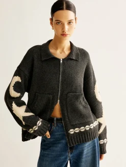 New Double-Zip Pockets Lapel Cardigan Cardigans|Sweaters & Cardigans