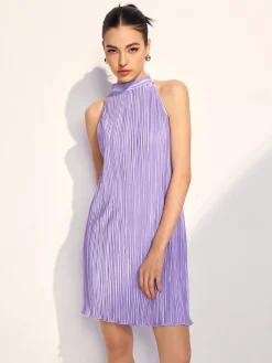 Clearance Draped Halter Pleated Short Dress Summer Dresses|Short Dresses