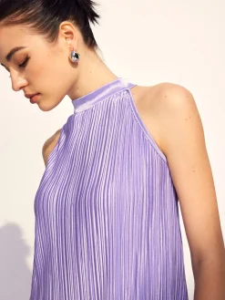 Clearance Draped Halter Pleated Short Dress Summer Dresses|Short Dresses