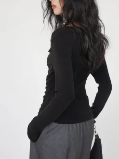 Sale Draped Long Sleeve Slinky Shirt T-shirts|Tops