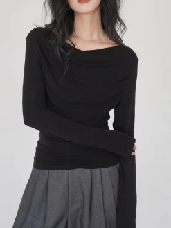 Sale Draped Long Sleeve Slinky Shirt T-shirts|Tops