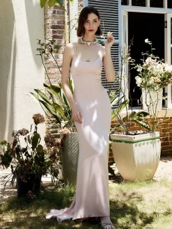Drawstring Backless Lace Up Long Dress Cocktail & Party Dresses|Summer Dresses