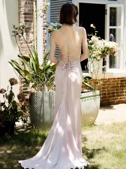 Drawstring Backless Lace Up Long Dress Cocktail & Party Dresses|Summer Dresses