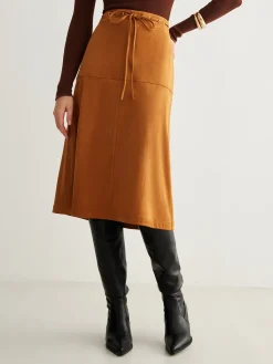 Hot Drawstring Back-Zipper Suede Skirt Skirts|Bottoms