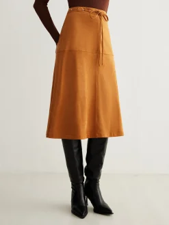Hot Drawstring Back-Zipper Suede Skirt Skirts|Bottoms