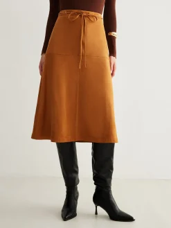Hot Drawstring Back-Zipper Suede Skirt Skirts|Bottoms