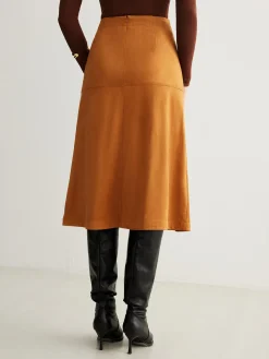 Hot Drawstring Back-Zipper Suede Skirt Skirts|Bottoms