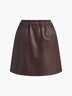 Best Drawstring Faux Leather Skirt Skirts|Bottoms