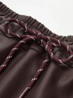Best Drawstring Faux Leather Skirt Skirts|Bottoms